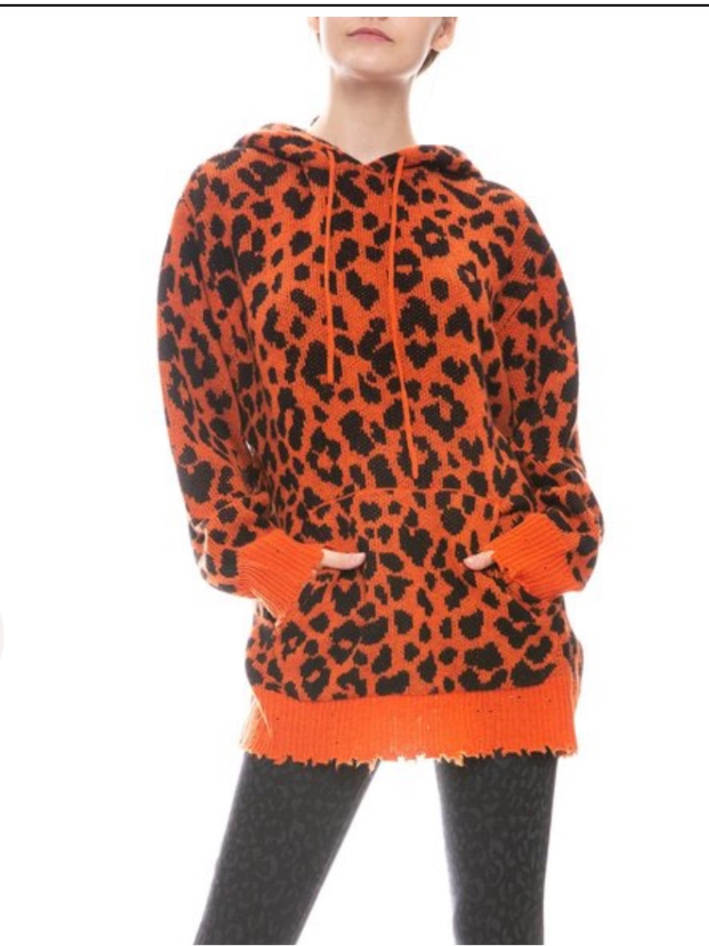 R13 Orange Leopard Hoodie